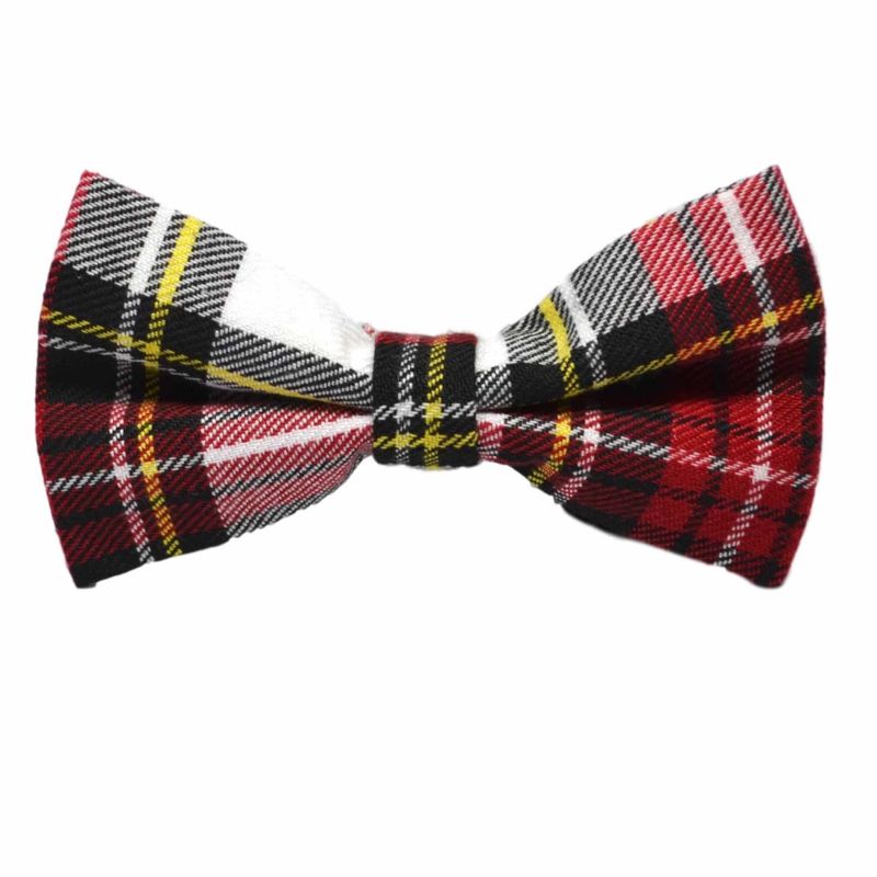 king & priory Boys Traditional White & Red Tartan Bow Tie