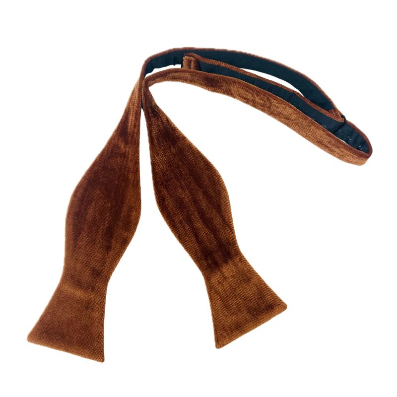 king & priory Bronze Textured Velvet Self-Tie Bow Tie