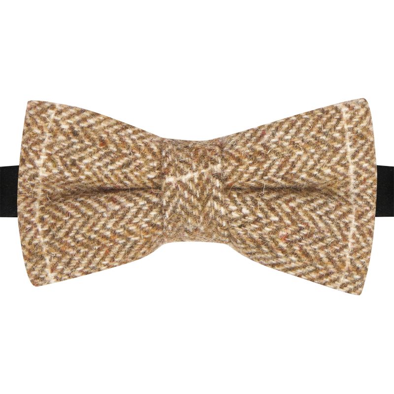 king & priory Brown Herringbone Windowpane Check Tweed Bow Tie