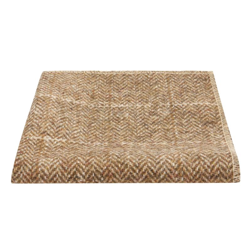 king & priory Brown Herringbone Windowpane Check Tweed Pocket Square