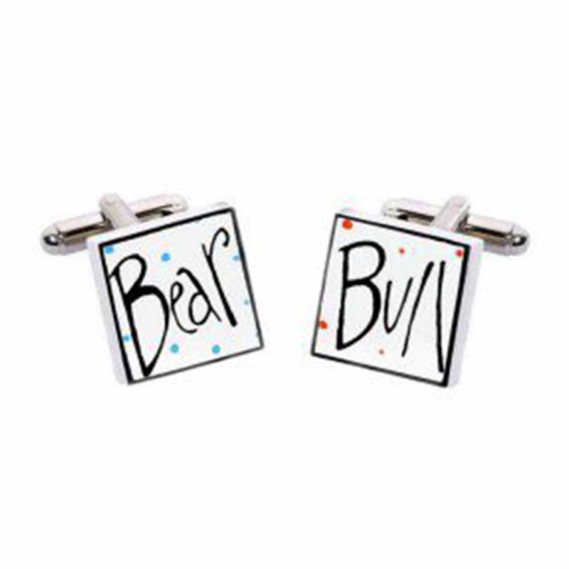 king & priory Bull and Bear Cufflinks by Sonia Spencer