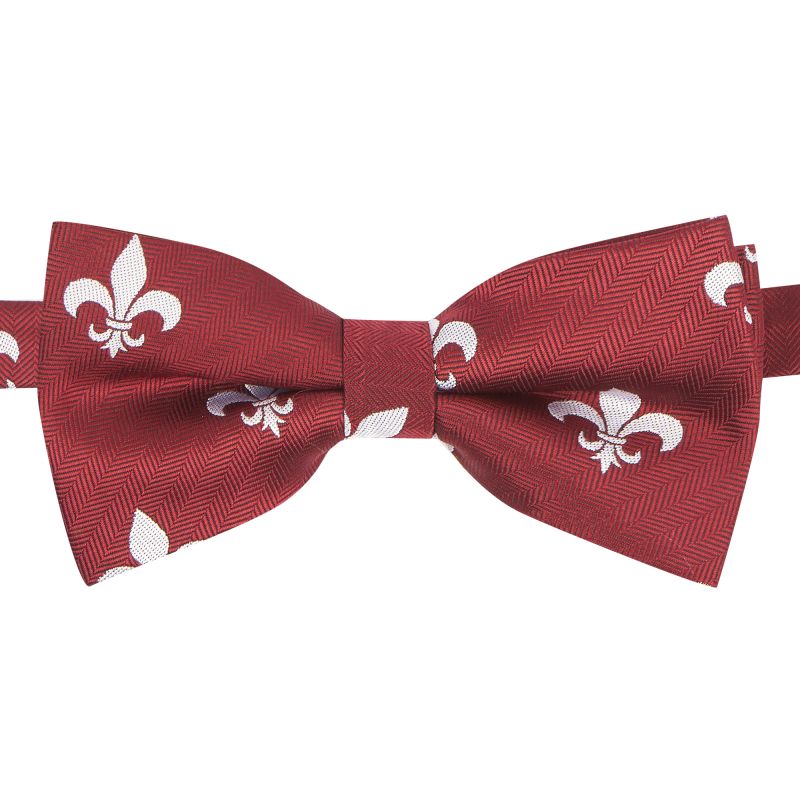 King & Priory Burgundy Red Fleur De Lys Herringbone Bow Tie