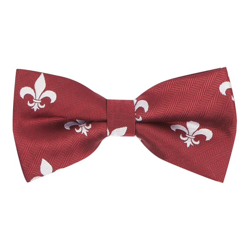 king & priory Burgundy Red Fleur De Lys Herringbone Bow Tie