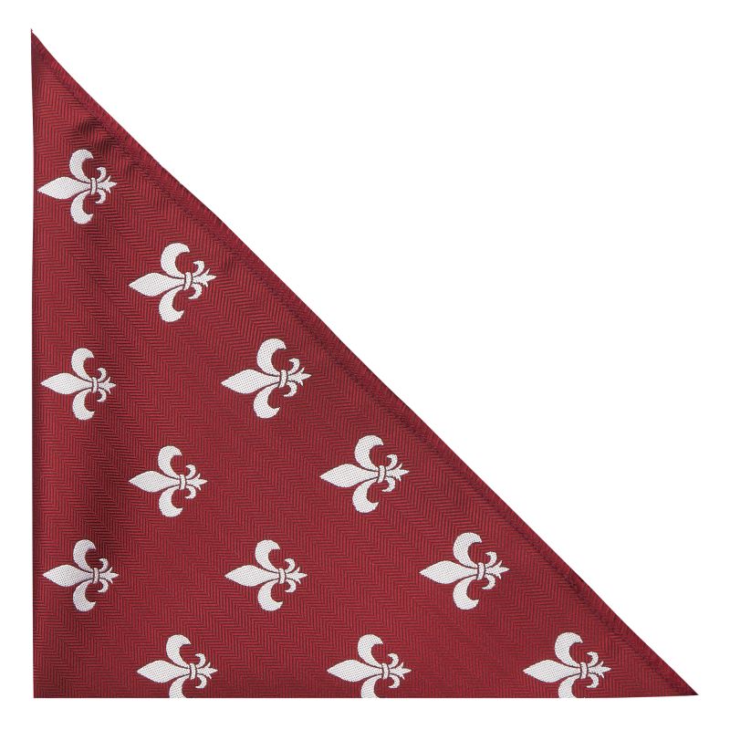 King & Priory Burgundy Red Fleur De Lys Herringbone Pocket Square