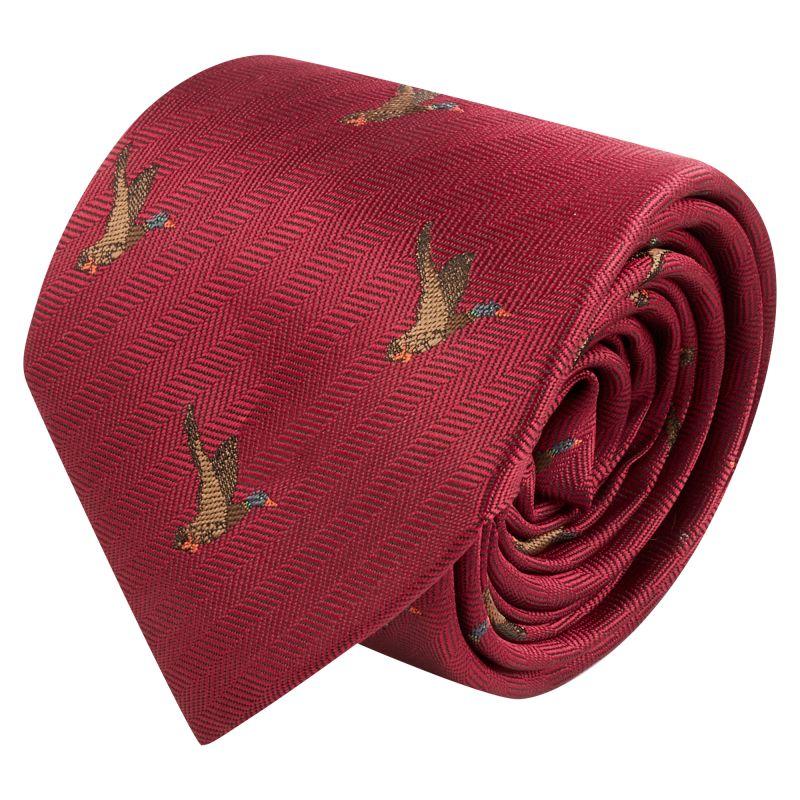 King & Priory Burgundy Red Flying Duck Herringbone Tie