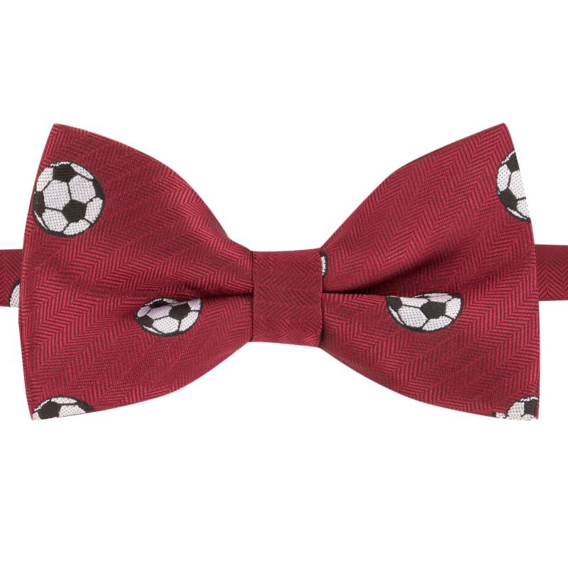 King & Priory Burgundy Red Football Herringbone Bow Tie