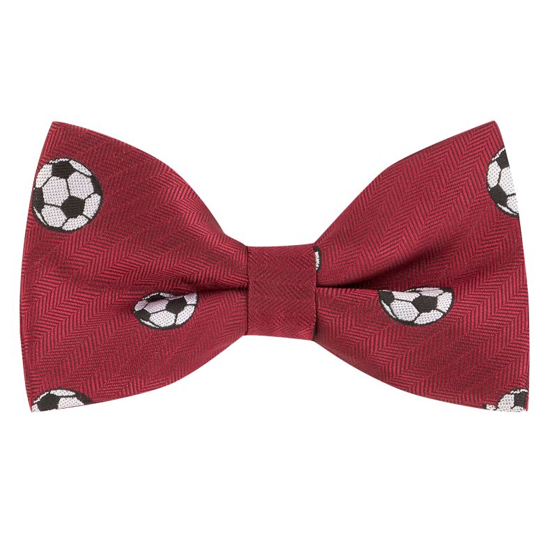 king & priory Burgundy Red Football Herringbone Bow Tie