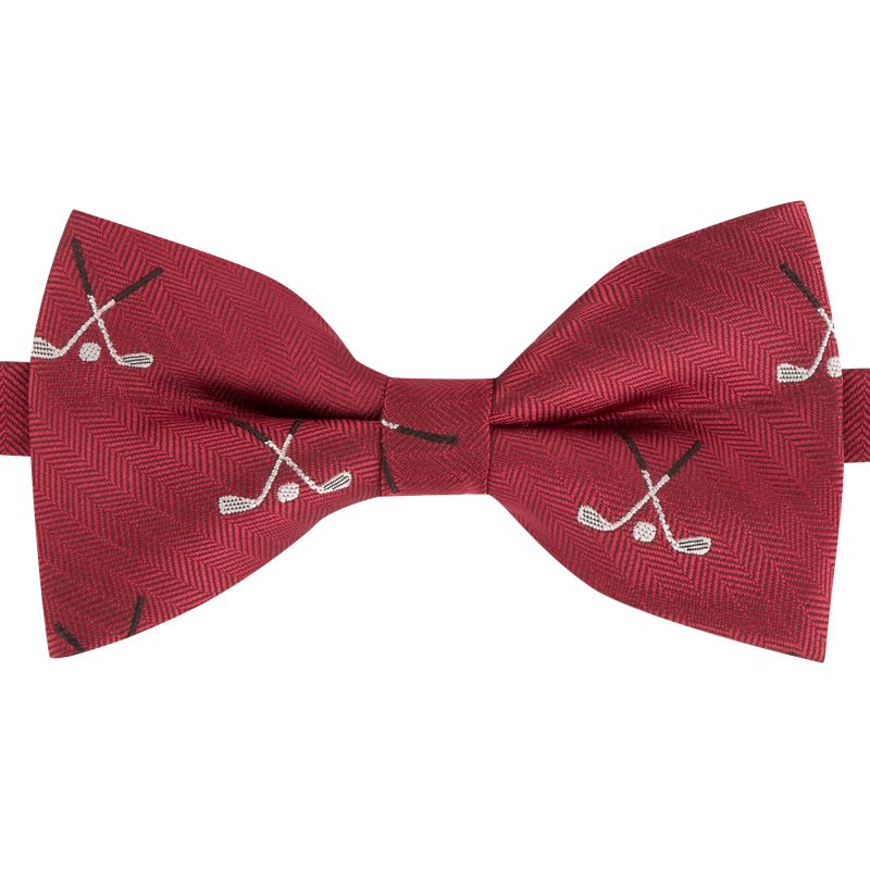 King & Priory Burgundy Red Golf Clubs Herringbone Bow Tie