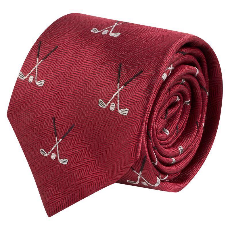 King & Priory Burgundy Red Golf Clubs Herringbone Tie