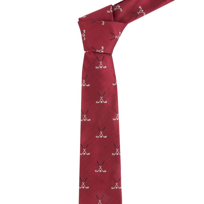 king & priory Burgundy Red Golf Clubs Herringbone Tie