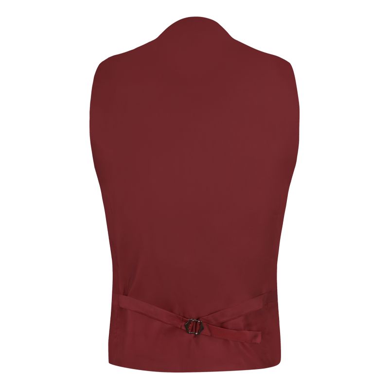 King & Priory Burgundy Red Herringbone Pheasant Waistcoat