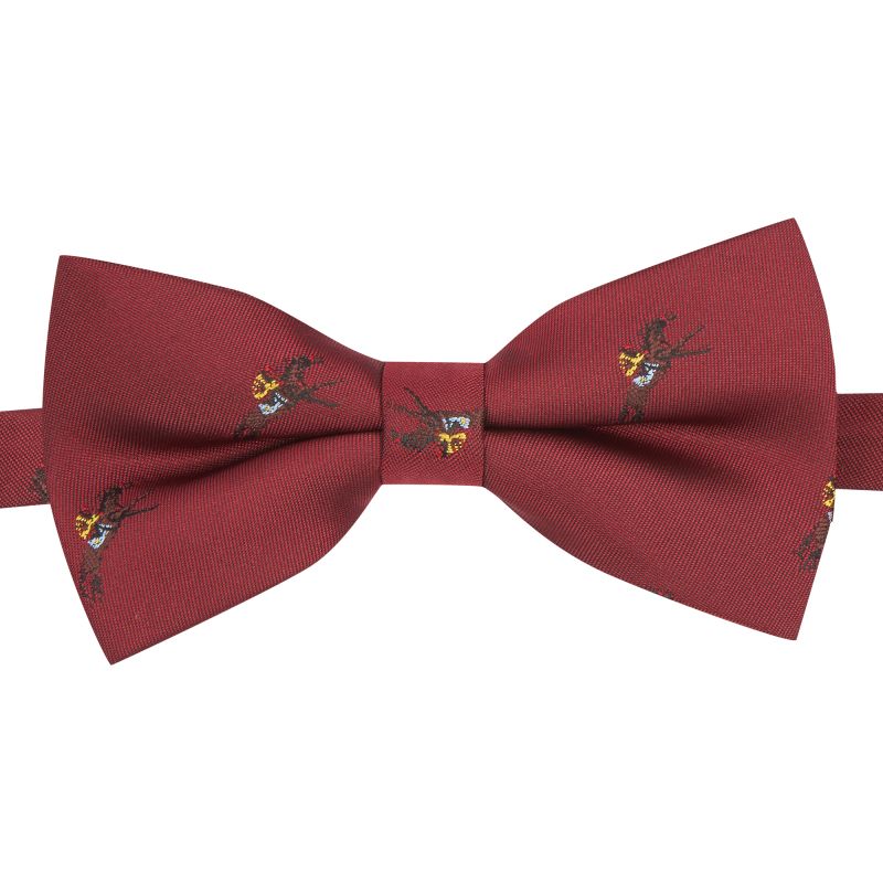 King & Priory Burgundy Red Horse And Jockey Embroidered Bow Tie