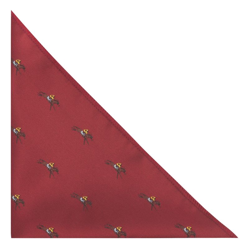 king & priory Burgundy Red Horse and Jockey Embroidered Pocket Square