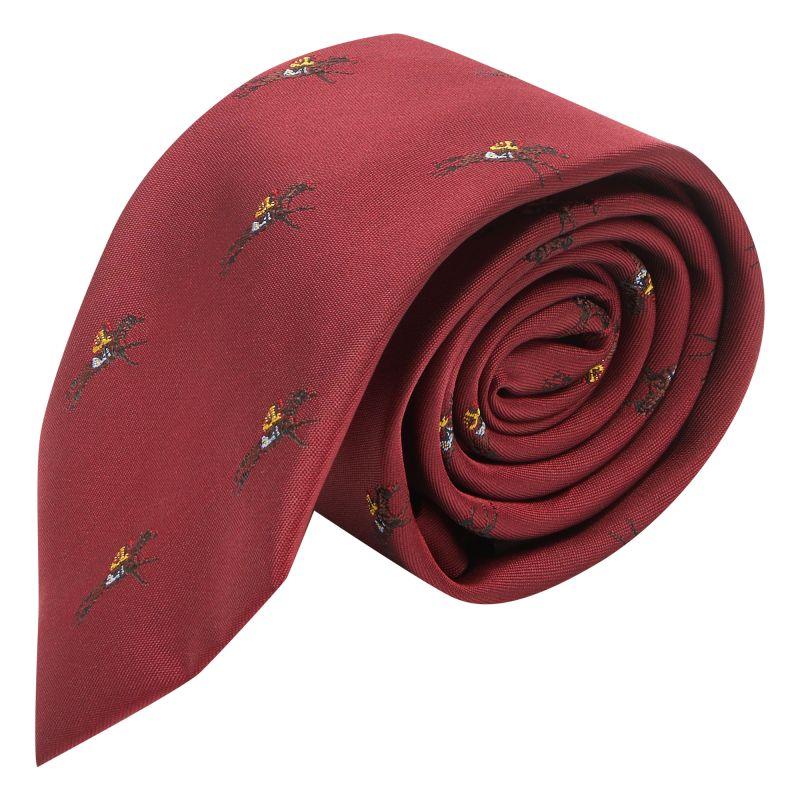 King & Priory Burgundy Red Horse And Jockey Embroidered Tie