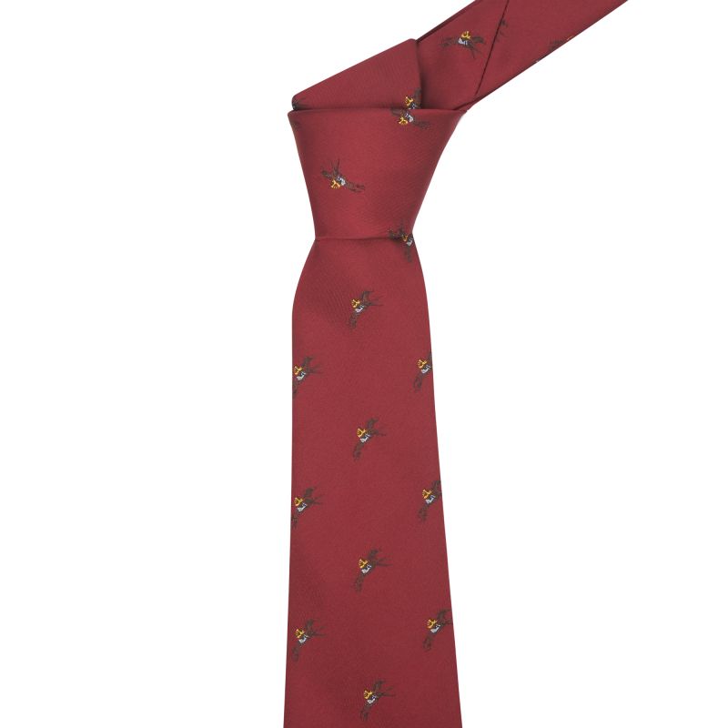 king & priory Burgundy Red Horse and Jockey Embroidered Tie