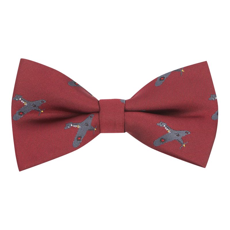 king & priory Burgundy Red Hurricane Fighter Plane Embroidered Bow Tie