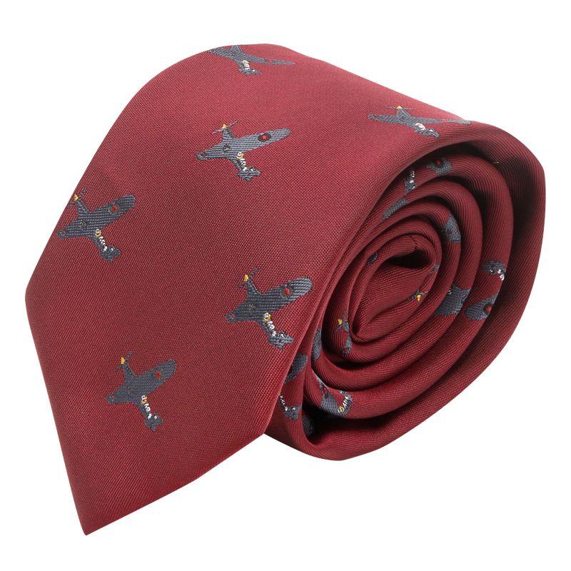 king & priory Burgundy Red Hurricane Fighter Plane Embroidered Tie