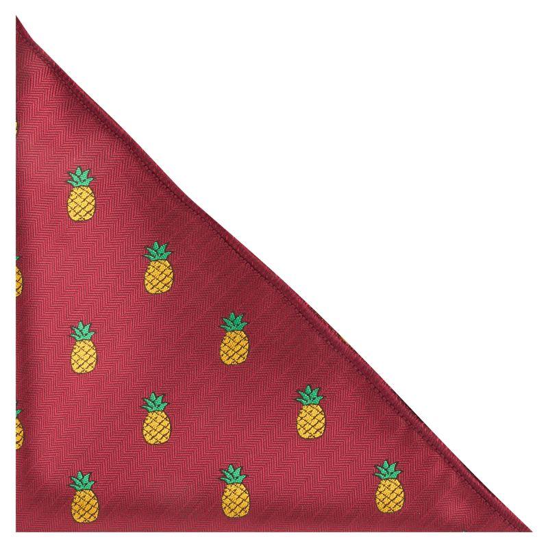 king & priory Burgundy Red Pineapple Herringbone Pocket Square