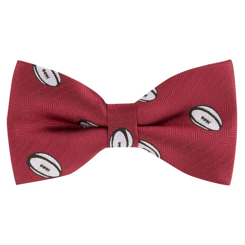 king & priory Burgundy Red Rugby Ball Herringbone Bow Tie