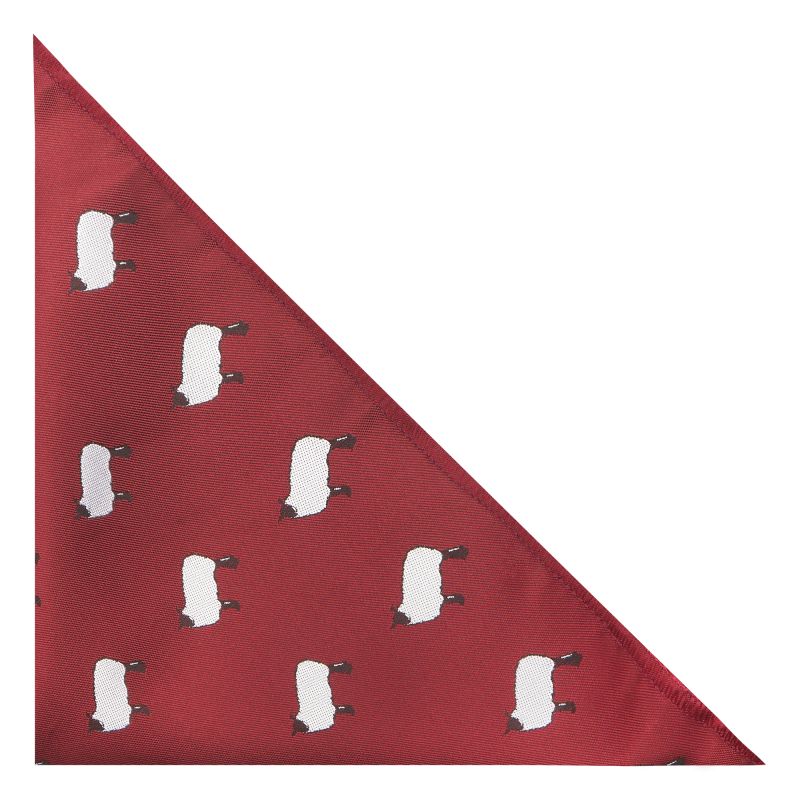 king & priory Burgundy Red Sheep Embroidered Pocket Square