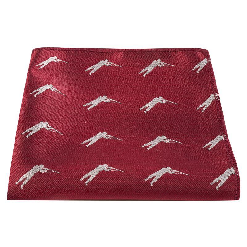 King & Priory Burgundy Red Shooting / Gamekeeper Herringbone Pocket Square