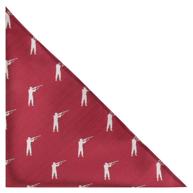king & priory Burgundy Red Shooting / Gamekeeper Herringbone Pocket Square