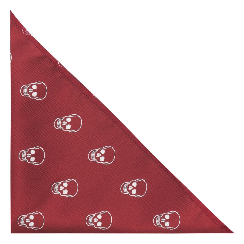 king & priory Burgundy Red Skull Embroidered Pocket Square
