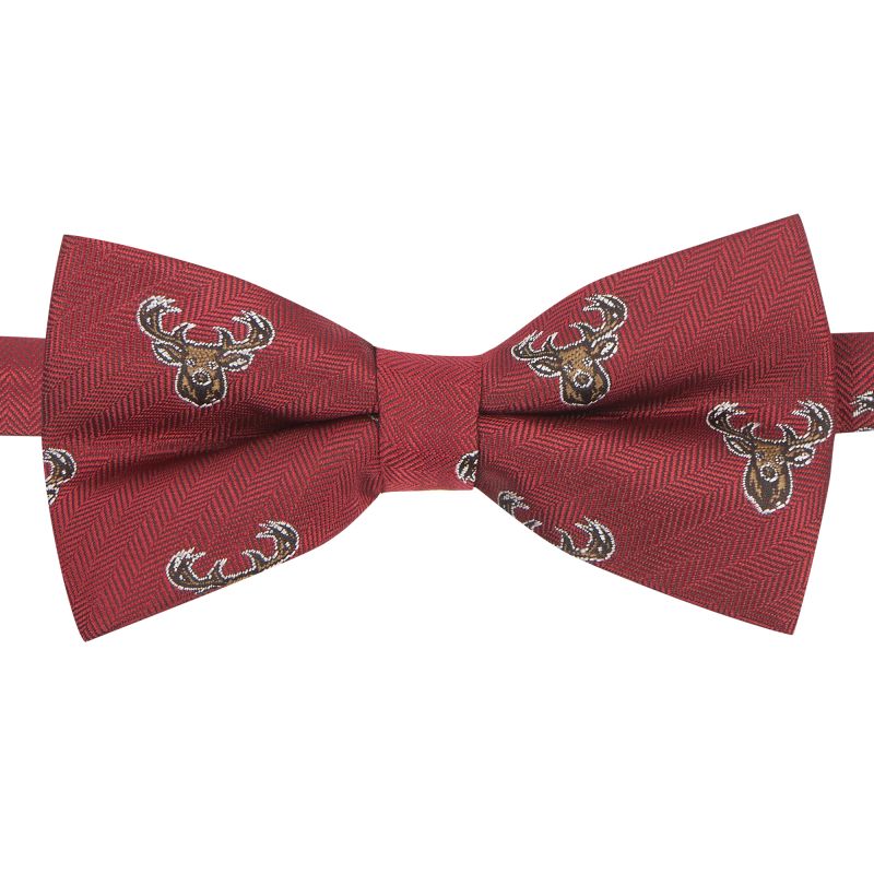 King & Priory Burgundy Red Stag Head Herringbone Bow Tie