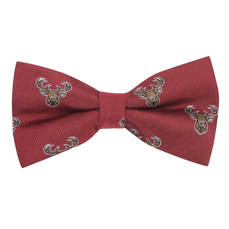 king & priory Burgundy Red Stag Head Herringbone Bow Tie