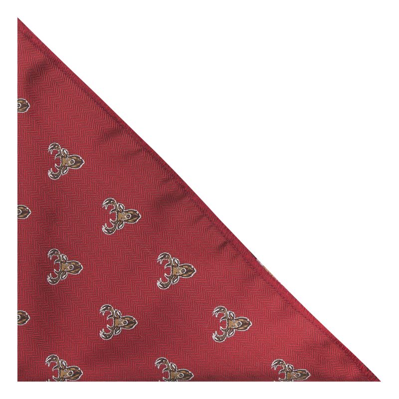 King & Priory Burgundy Red Stag Head Herringbone Pocket Square