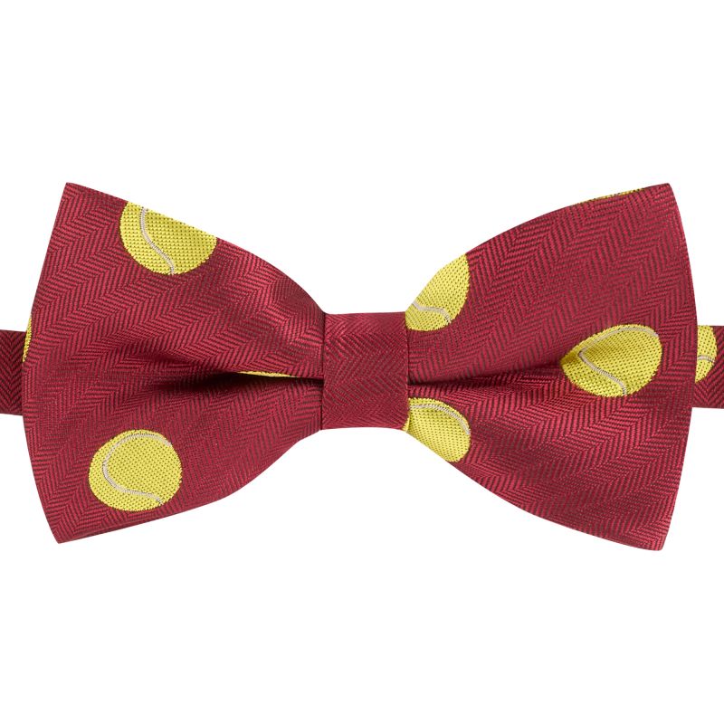 King & Priory Burgundy Red Tennis Ball Herringbone Bow Tie