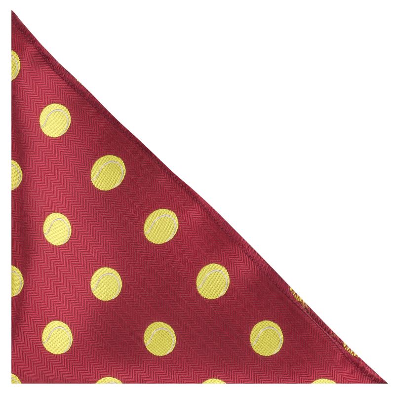 King & Priory Burgundy Red Tennis Ball Herringbone Pocket Square
