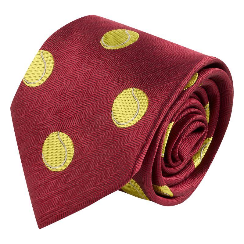 King & Priory Burgundy Red Tennis Ball Herringbone Tie