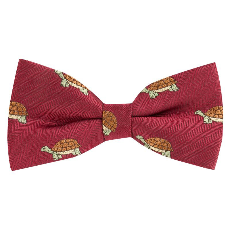king & priory Burgundy Red Tortoise Herringbone Bow Tie