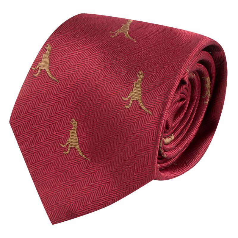 King & Priory Burgundy Red Tyrannosaurus Rex / T-Rex Herringbone Tie