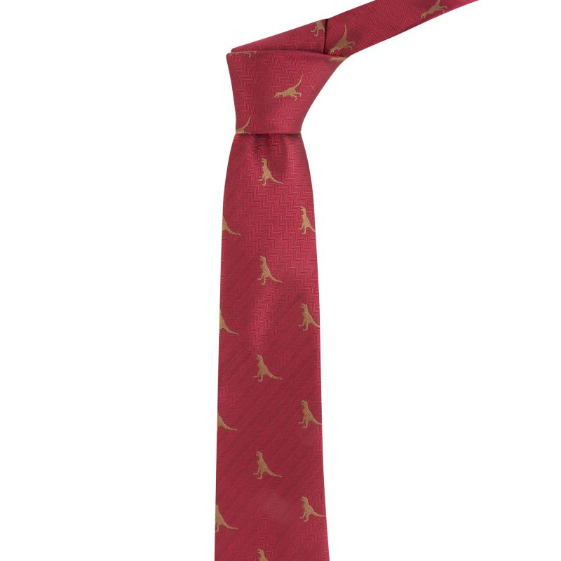 king & priory Burgundy Red Tyrannosaurus Rex / T-Rex Herringbone Tie