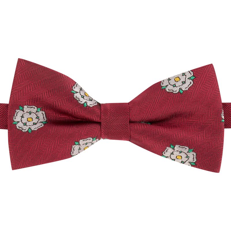King & Priory Burgundy Red Yorkshire Rose Herringbone Bow Tie