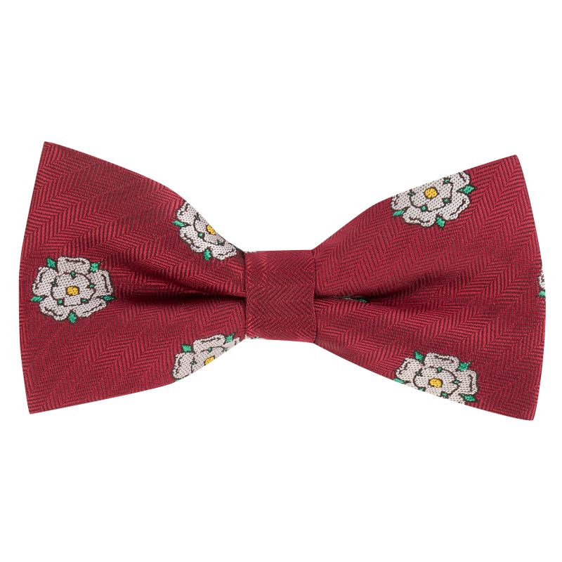 king & priory Burgundy Red Yorkshire Rose Herringbone Bow Tie