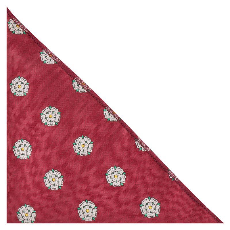 King & Priory Burgundy Red Yorkshire Rose Herringbone Pocket Square