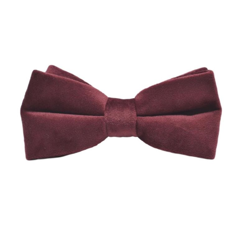 King & Priory Burgundy Velvet Bow Tie & Pocket Square Set