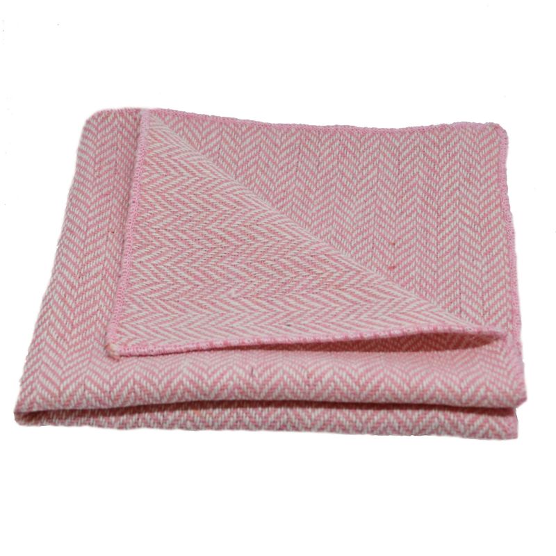 King & Priory Candy Pink & Cream Herringbone Tie Bow Tie & Pocket Square Set