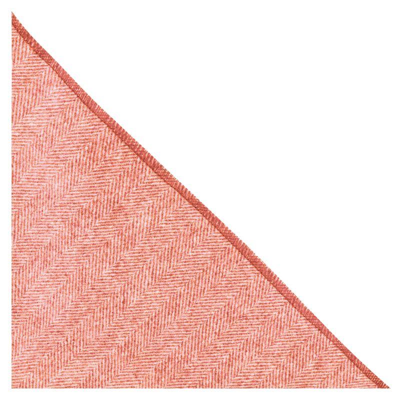 king & priory Coral Red Herringbone Wool Pocket Square