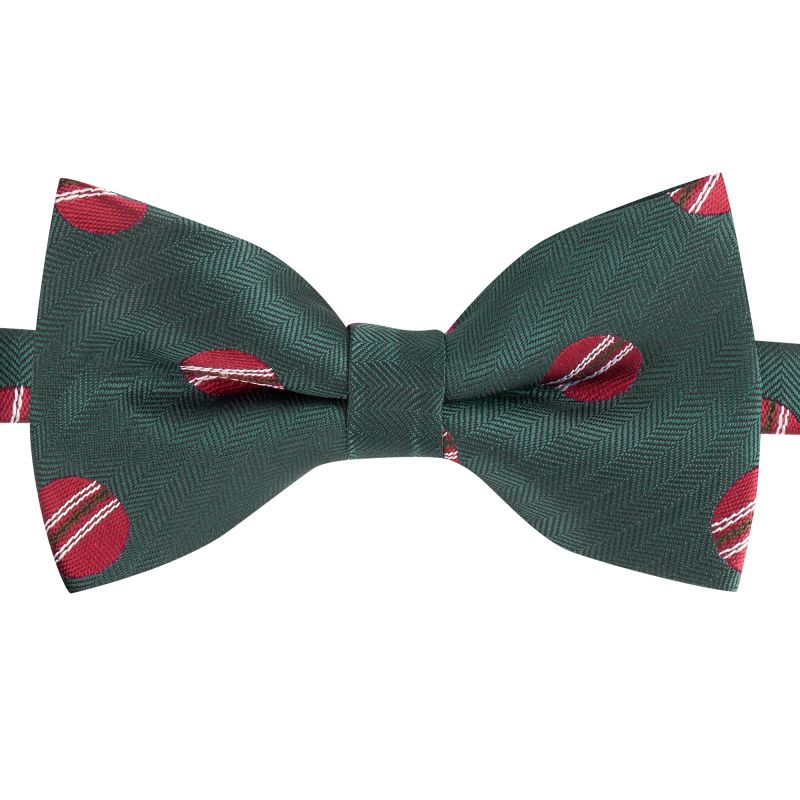 King & Priory Dark Green Cricket Ball Herringbone Bow Tie