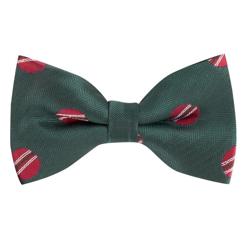 king & priory Dark Green Cricket Ball Herringbone Bow Tie