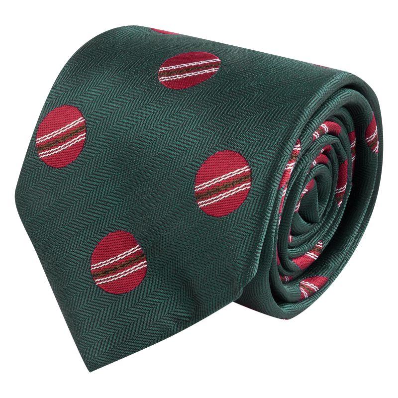 King & Priory Dark Green Cricket Ball Herringbone Tie