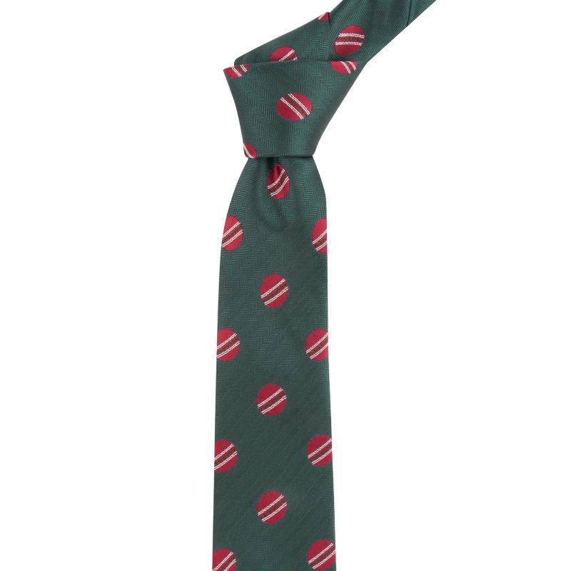 king & priory Dark Green Cricket Ball Herringbone Tie