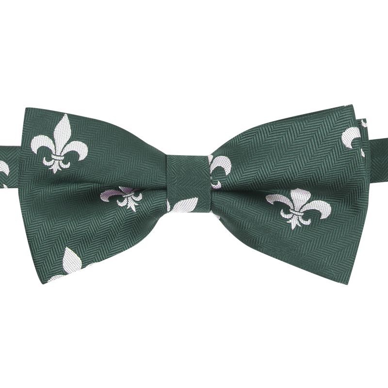King & Priory Dark Green Fleur De Lys Herringbone Bow Tie