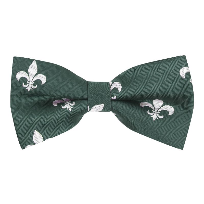 king & priory Dark Green Fleur De Lys Herringbone Bow Tie