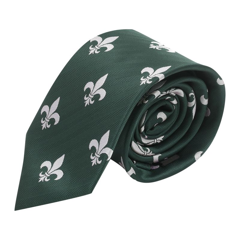 king & priory Dark Green Fleur De Lys Herringbone Tie