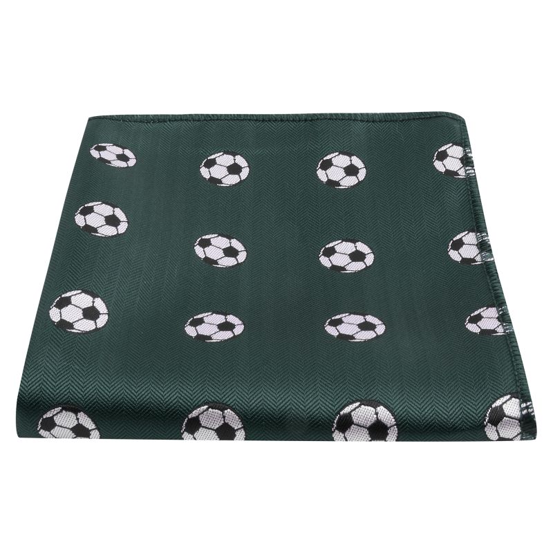 king & priory Dark Green Football Herringbone Pocket Square